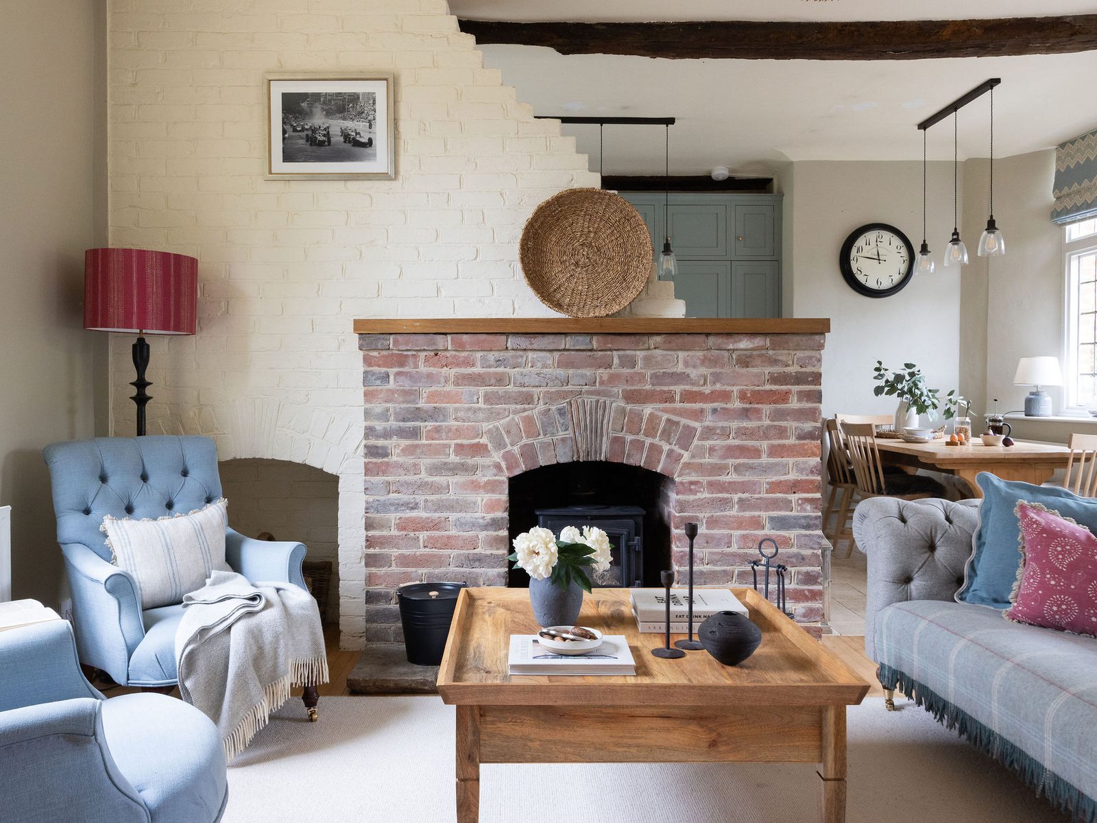 Bracken West Sussex lounge with brick fireplace