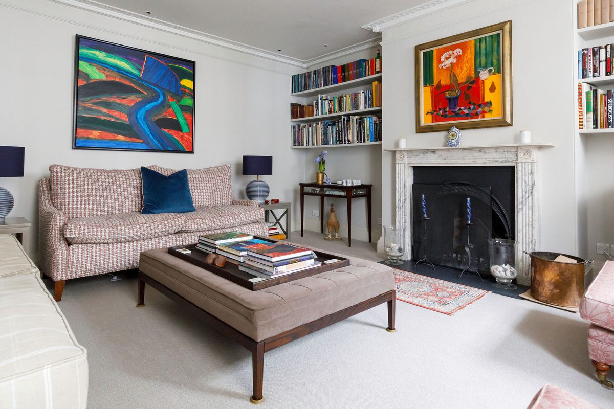 Gilbert House West Sussex living room with modern art