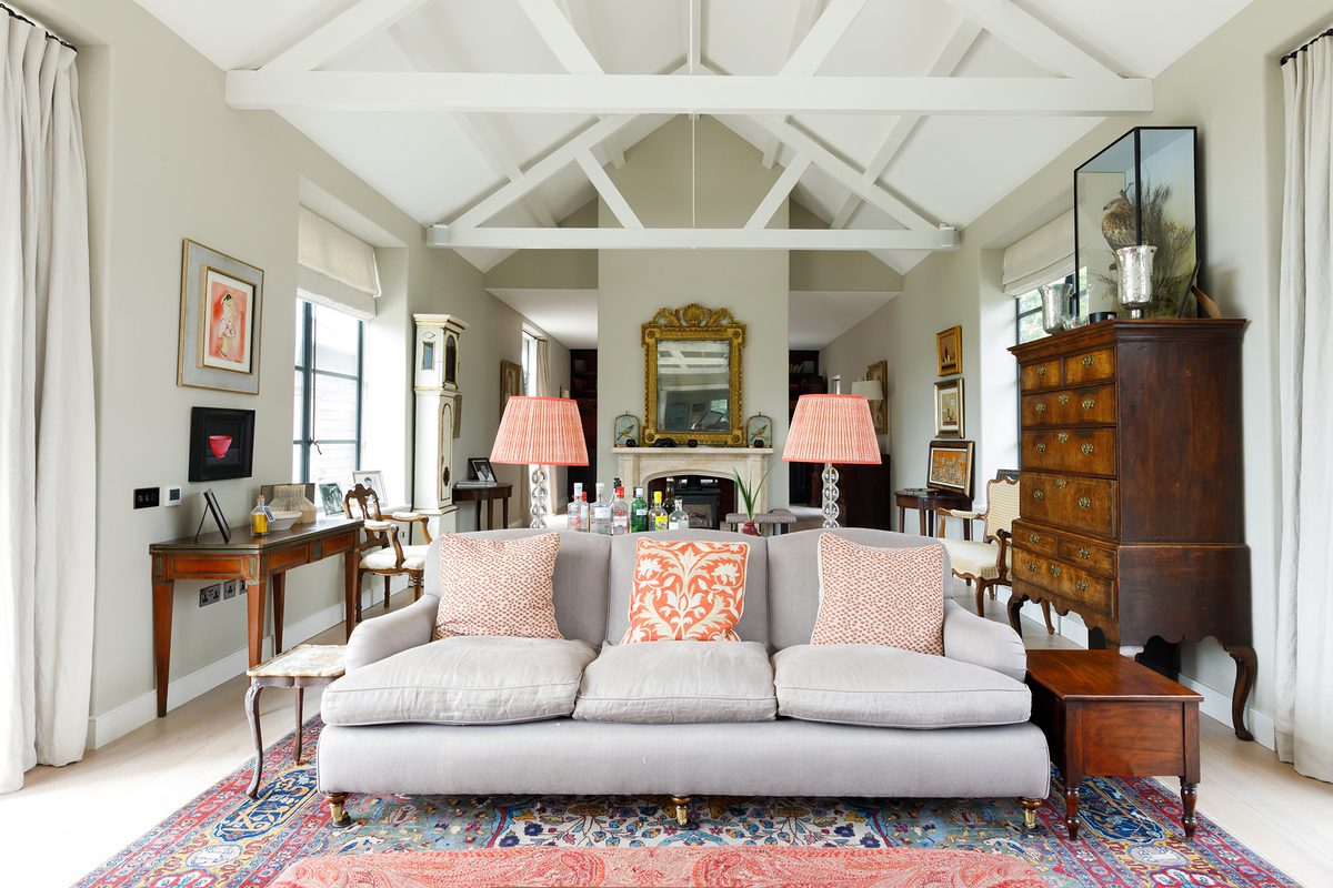 The Farmhouse West Sussex bedroom with vaulted ceiling